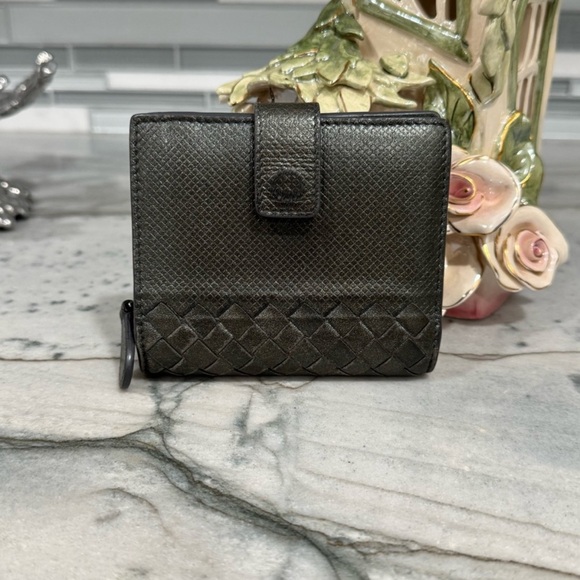 Bottega Veneta Handbags - Bottega Veneta Intrecciato Compact Bifold Wallet, Charcoal Grey